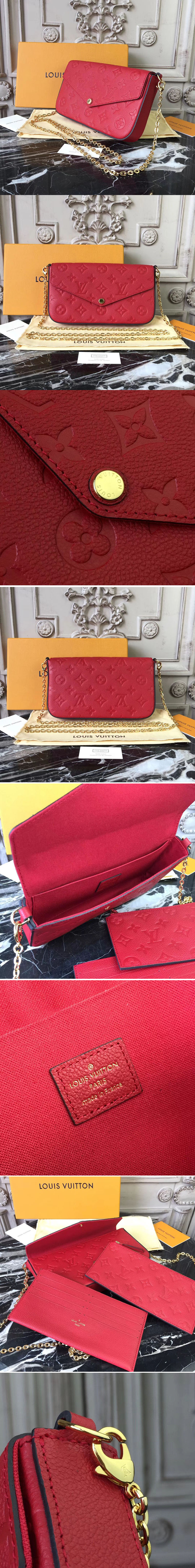 Replica Louis Vuitton M64065 Monogram Empreinte Pochette Felicie Bags Red