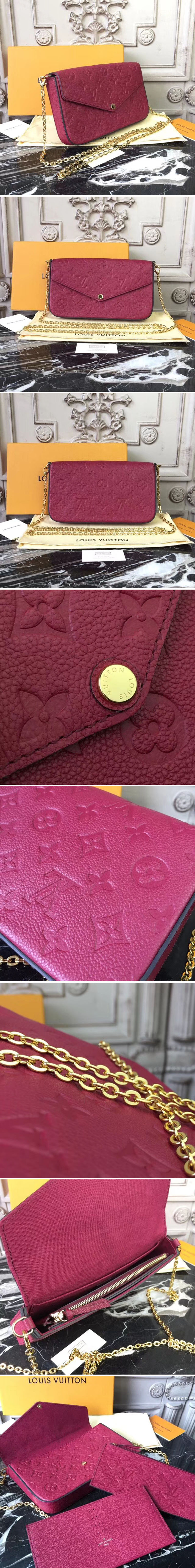 Replica Louis Vuitton M64065 Monogram Empreinte Pochette Felicie Bags Rosy