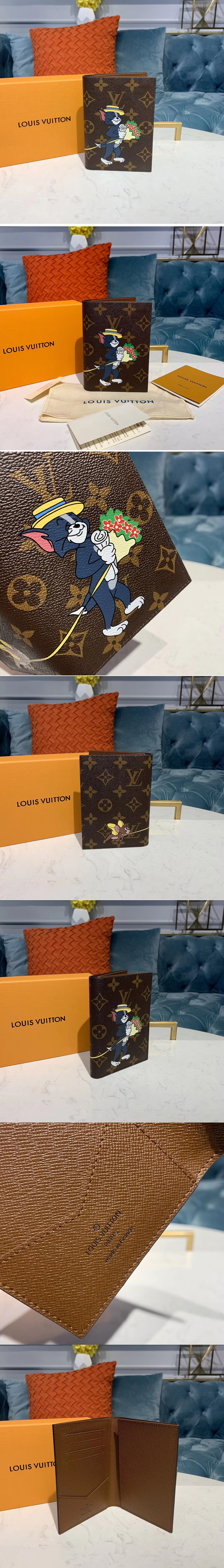 Replica Louis Vuitton M64411 LV Passport Cover Wallet Monogram canvas With Tom And Jerry