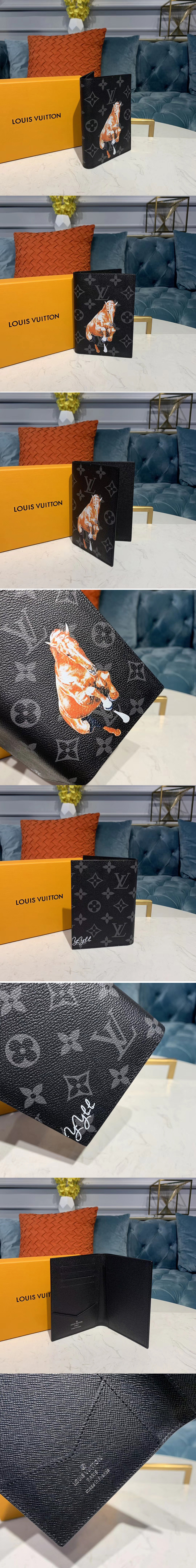 Replica Louis Vuitton M64411 LV Passport Cover Wallet Monogram Eclipse Canvas With Horse