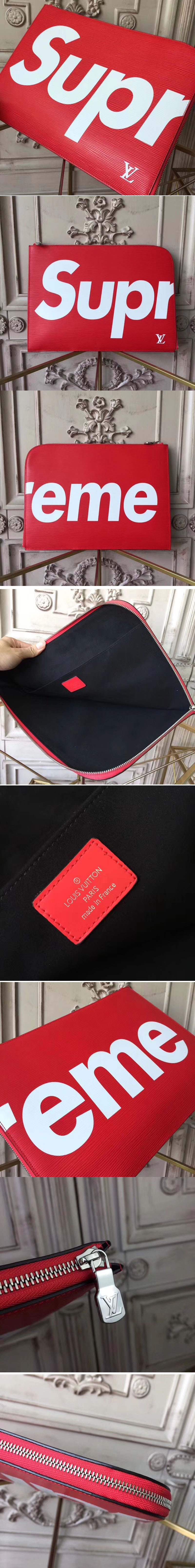 Replica Louis Vuitton M64574 Pochette Jour GM Supreme X Epi Leather Bags Red