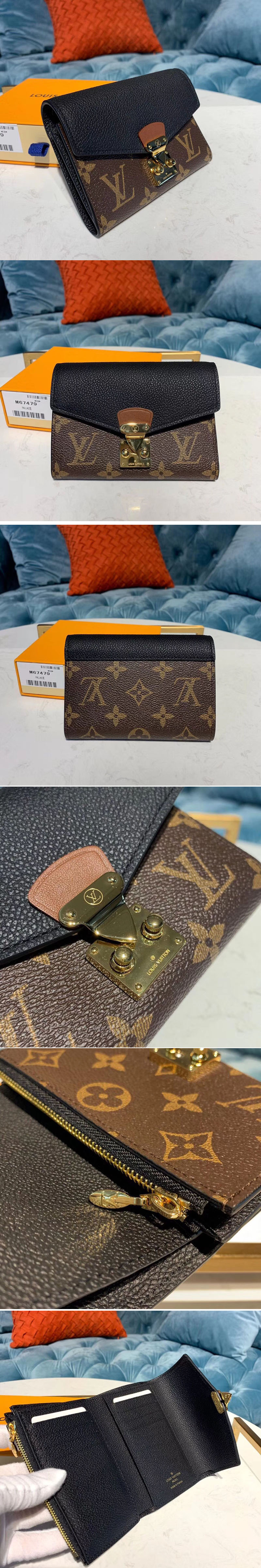 Replica Louis Vuitton M67479 LV Pallas Compact Wallet Monogram Canvas And Black Calf Leather