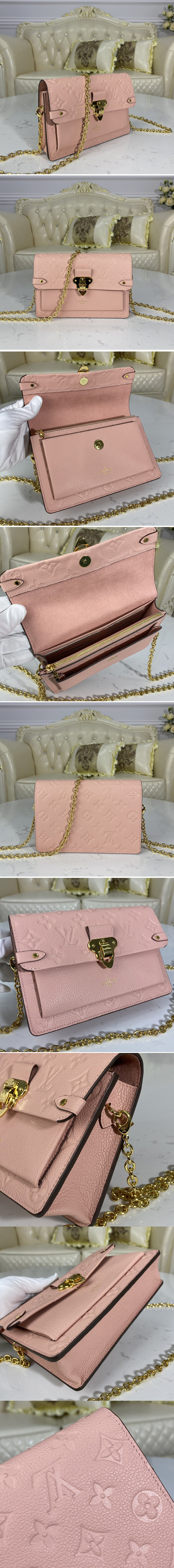 Replica Louis Vuitton M67841 LV Vavin Chain Wallet on Pink Monogram Empreinte leather