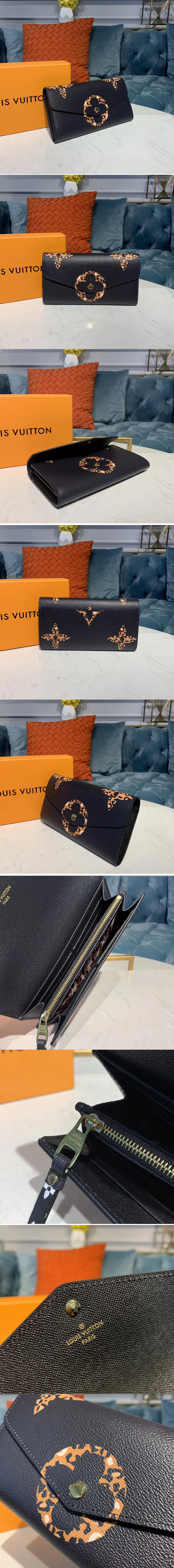 Replica Louis Vuitton M67875 LV Sarah wallet Black Monogram Giant canvas