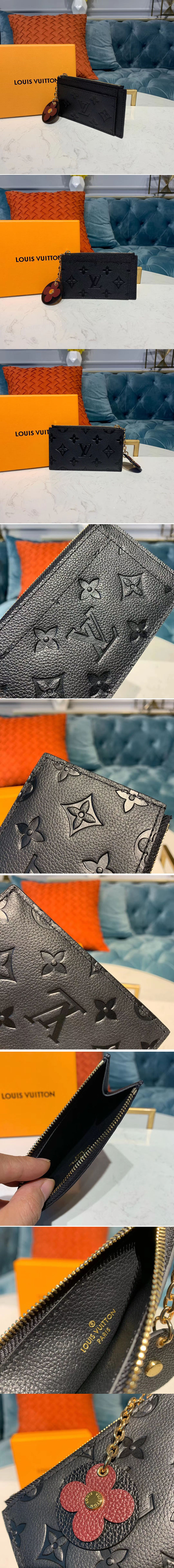 Replica Louis Vuitton M68339 LV Zipped Card Holder Black Monogram Empreinte leather