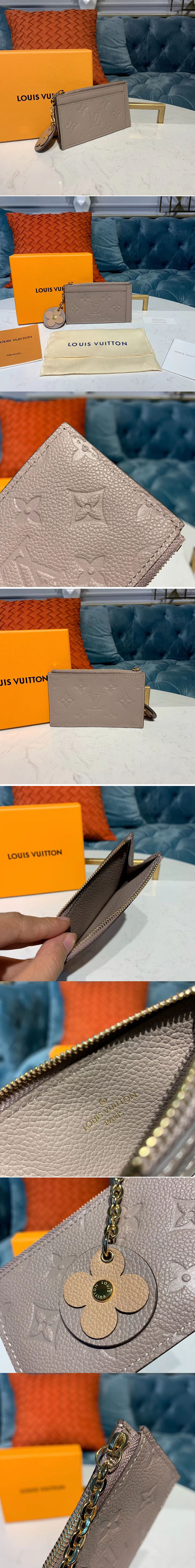 Replica Louis Vuitton M68338 LV Zipped Card Holder Gray Monogram Empreinte leather