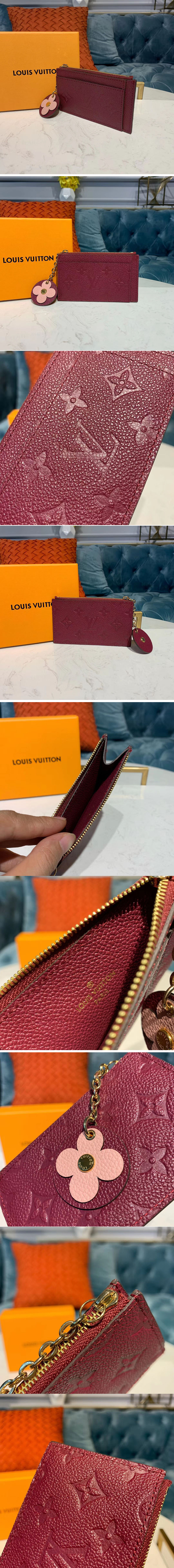 Replica Louis Vuitton M68338 LV Zipped Card Holder Bordeaux Monogram Empreinte leather