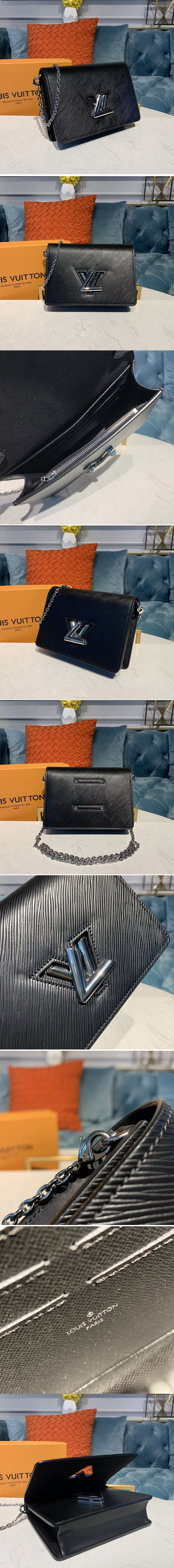 Replica Louis Vuitton M68560 LV Twist Belt Chain wallet in Black Epi leather