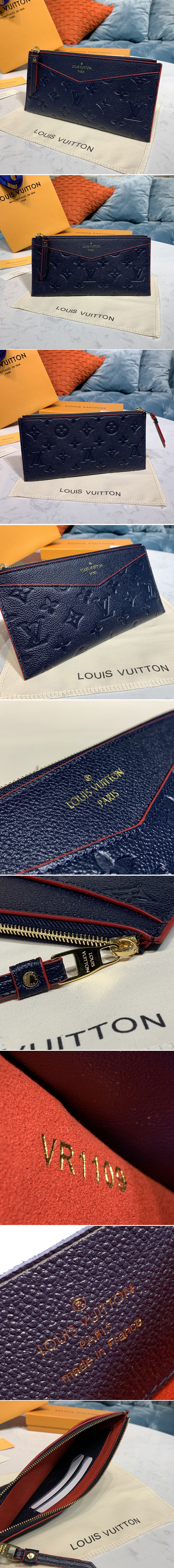 Replica Louis Vuitton M68713 LV Pochette Melanie BB Bag in Navy Blue/Red Monogram Empreinte leather