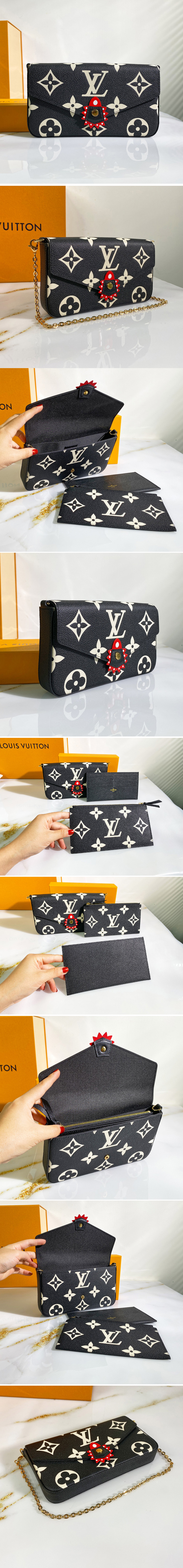 Replica Louis Vuitton M69515 LV Crafty Pochette Félicie Bag in Black Monogram Empreinte leather