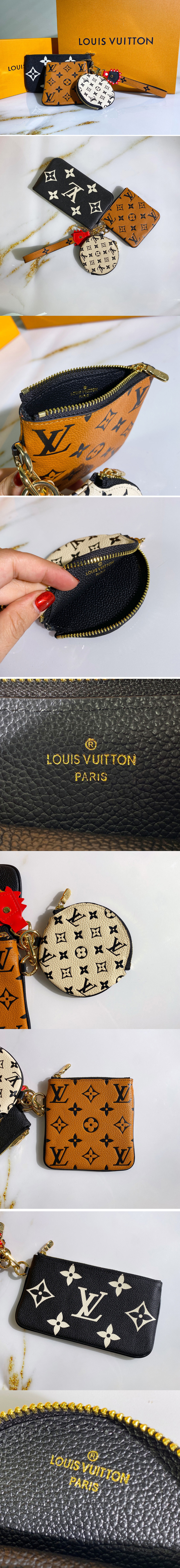 Replica Louis Vuitton M69516 LV Crafty Trio Pouch in Caramel / Cream / Black Monogram Empreinte leather