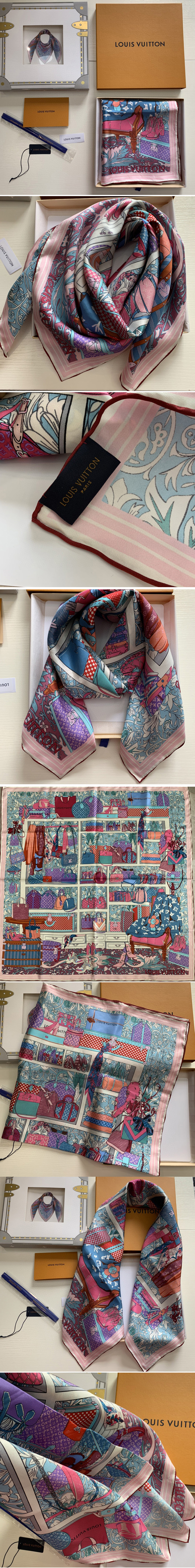 Replica Louis Vuitton M76130 LV Prive square Scarf 100% silk with print
