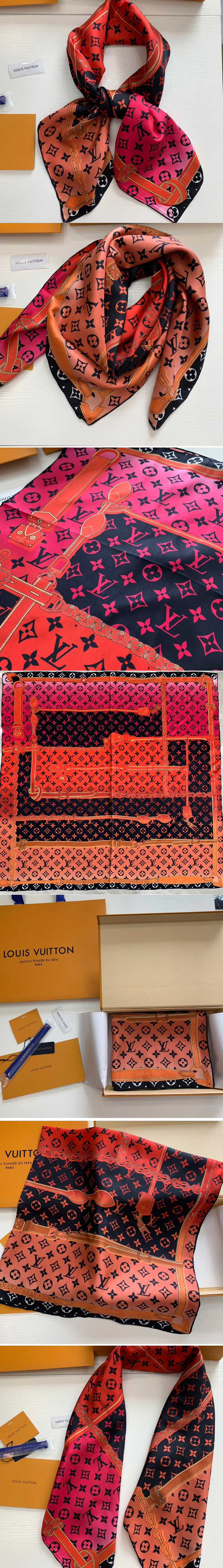 Replica Louis Vuitton M76145 LV Rising Confidential square Scarf 100% silk with print