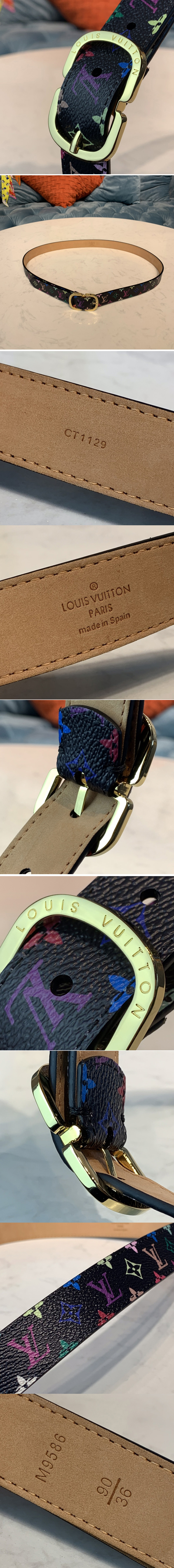 Replica Louis Vuitton M9584W LV Mini 25mm Belt in Black Monogram Multicolor