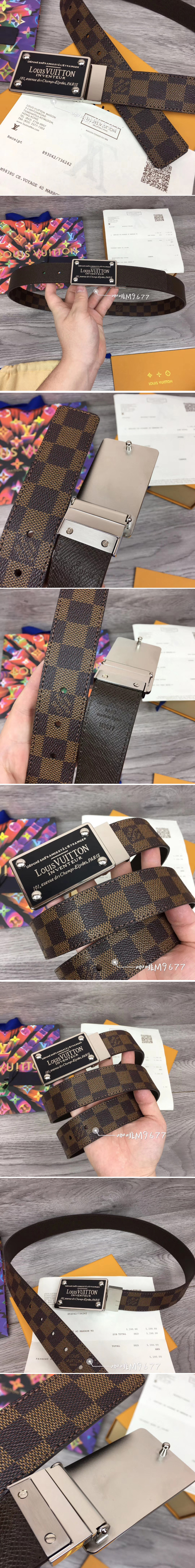 Replica Louis Vuitton M9677 LV Neo Inventeur Reversible 35mm Belts Damier Ebene Canvas Silver Buckle