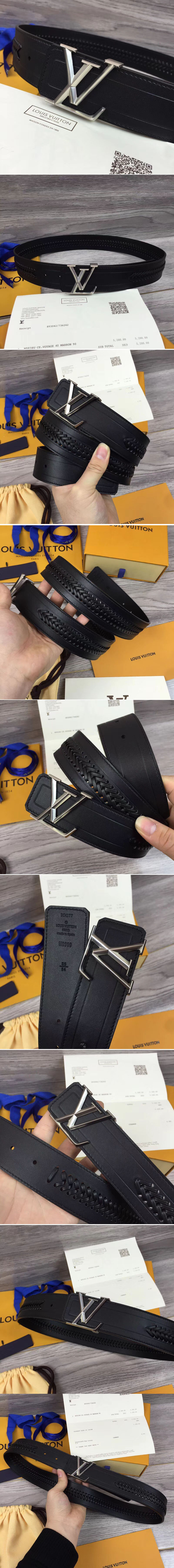 Replica Louis Vuitton M9909U LV Pyramide 40mm Belts Calf Leather Black