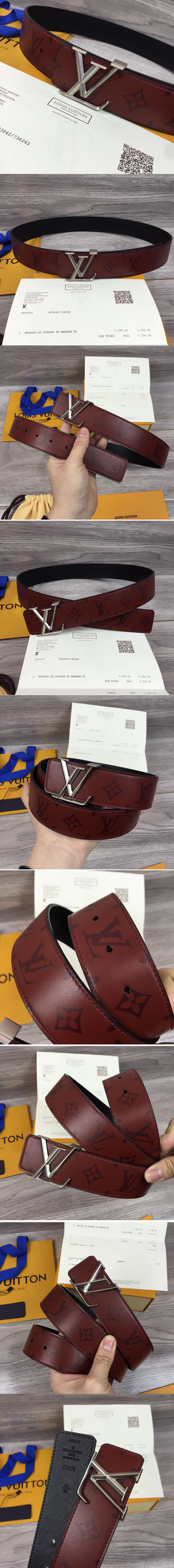 Replica Louis Vuitton M9913S LV Pyramide 40mm Reversible Belts Burgundy