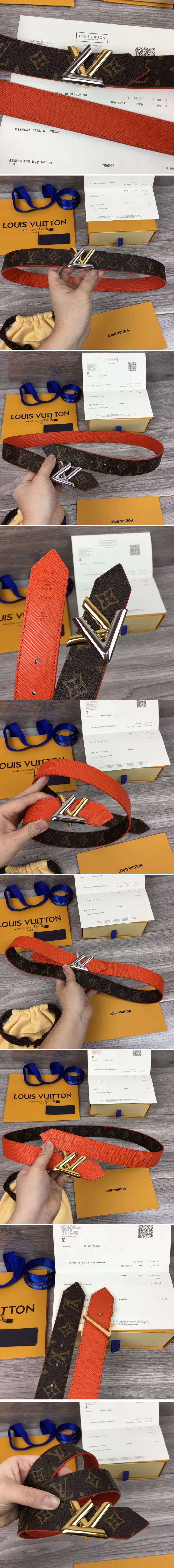Replica Louis Vuitton M9936U LV Circle 35mm Reversible Belts Epi Leather and Monogram Canvas