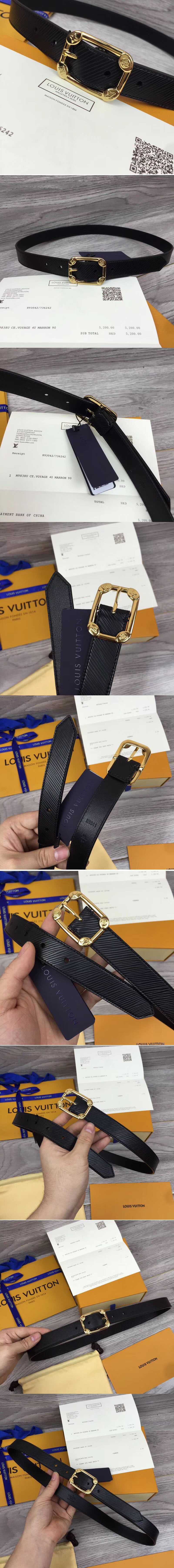 Replica Louis Vuitton M9941U LV Malletier 25MM Epi Leather Womens Belts Gold Buckle