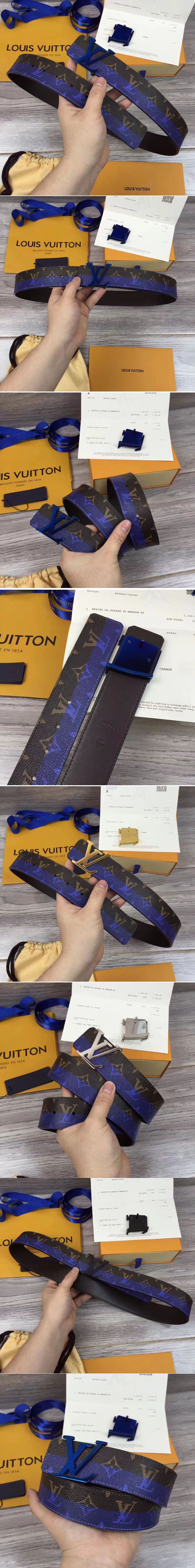 Replica Louis Vuitton MP033S LV Initiales 40MM Double Monogram Canvas Blue Belts