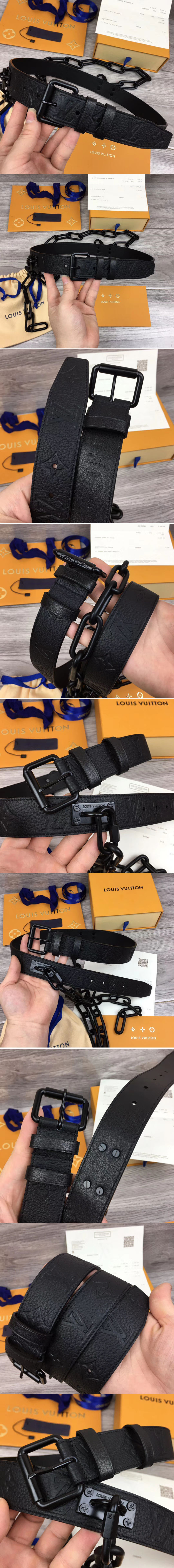 Replica Louis Vuitton MP058Q LV Signature 35mm Belt Black Taurillon Leather