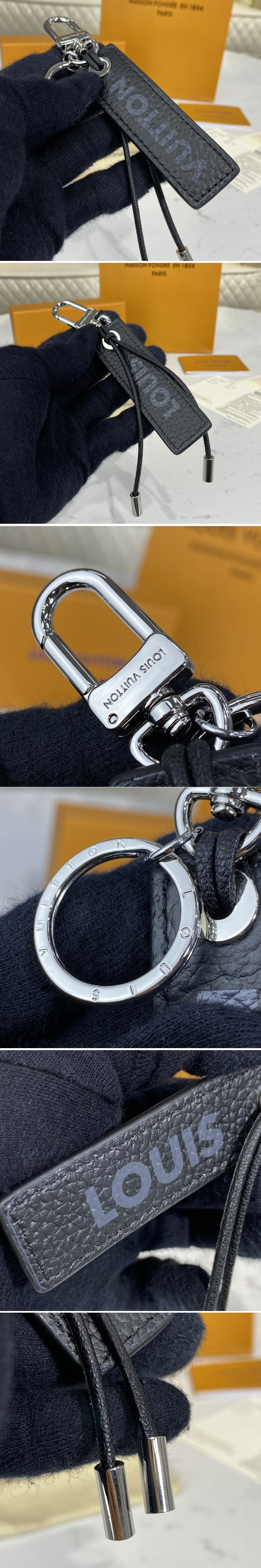 Replica Louis Vuitton MP2554 LV Epi Color Block LV Dual key holder and bag charm in Black Epi