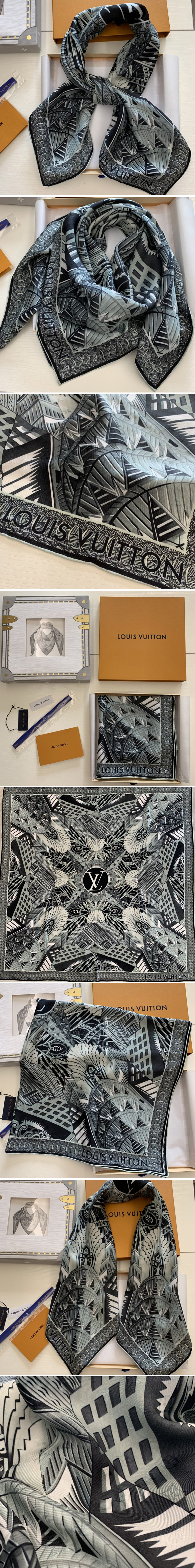 Replica Louis Vuitton M76146 LV Buildings square Scarf 100% silk