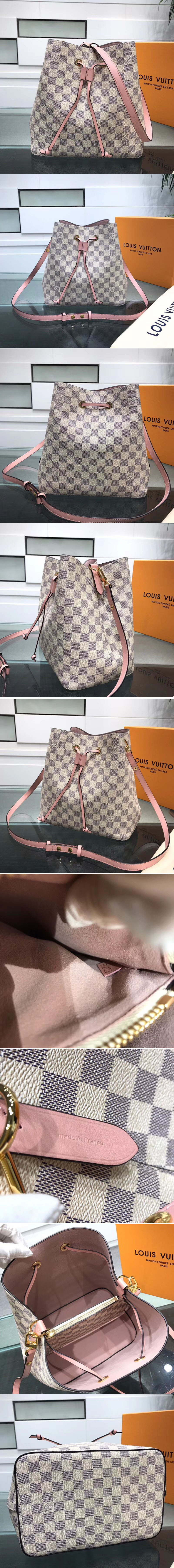 Replica Louis Vuitton N40152 LV Neonoe Damier Azur Canvas Pink