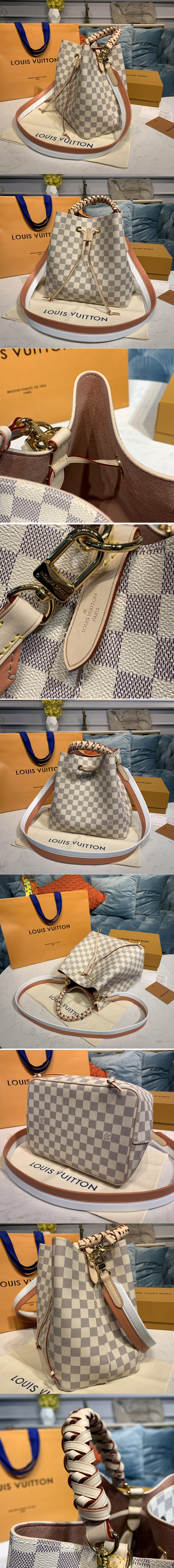 Replica Louis Vuitton N40344 LV NeoNoe bucket bag in Damier Azur canvas