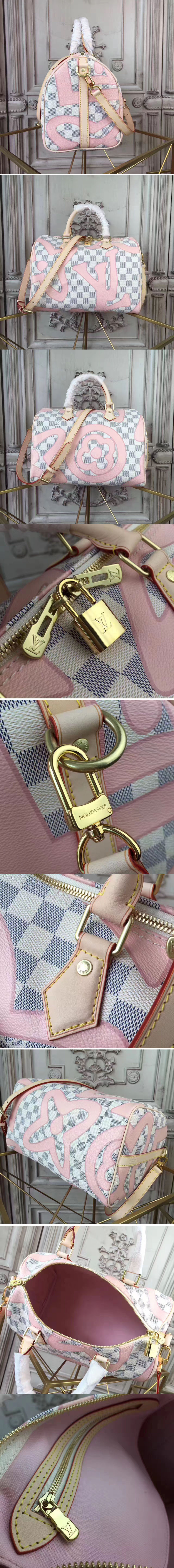 Replica Louis Vuitton N41052 Damier Azur Canvas Speedy Bandouliere 30 Bags