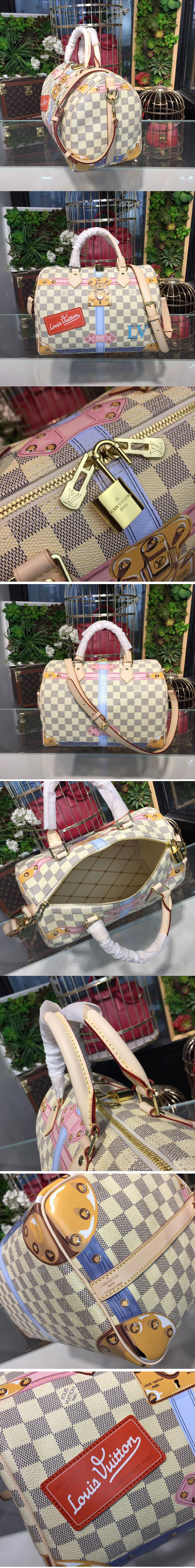 Replica Louis Vuitton N41063 Speedy 30 Damier Azur Canvas Bags