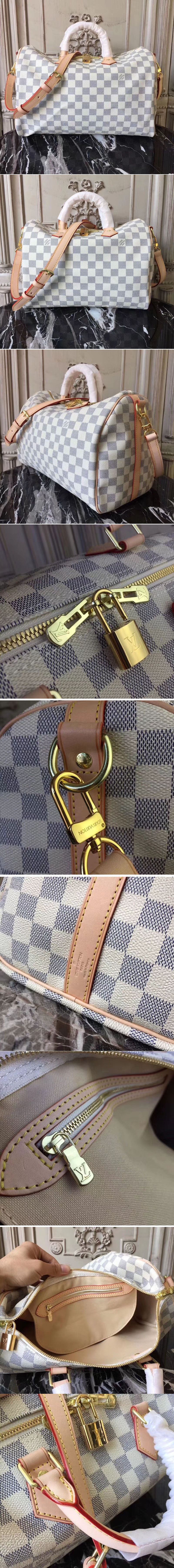 Replica Louis Vuitton N41732 Speedy Bandouliere 35 Damier Azur Canvas Bags