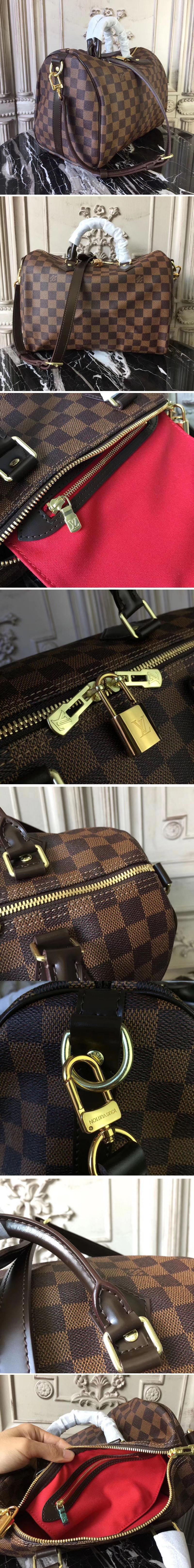 Replica Louis Vuitton N41367 Speedy Bandouliere 30 Damier Ebene Canvas Bags