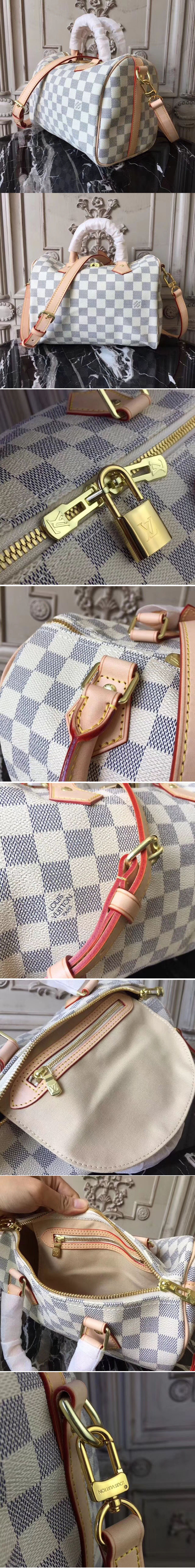 Replica Louis Vuitton N41374 Speedy Bandouliere 25 Damier Azur Canvas Bags