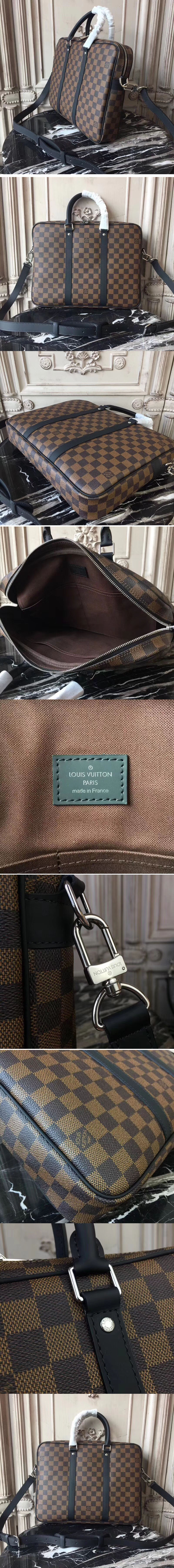 Replica Louis Vuitton N41466 Porte-documents Voyage PM Damier Ebene Canvas Bags