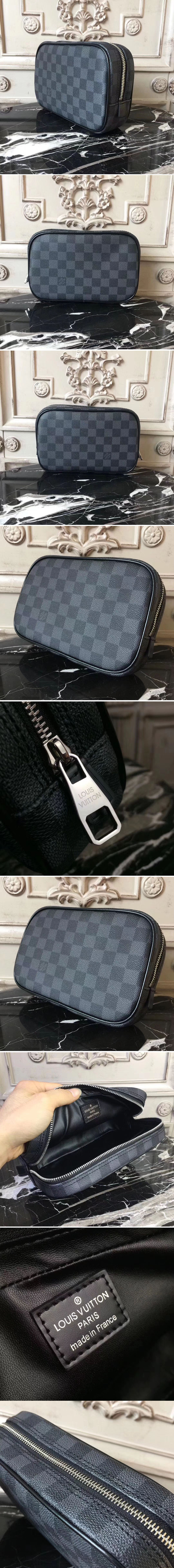Replica Louis Vuitton N47521 Toilet Pouch GM Damier Graphite Bags