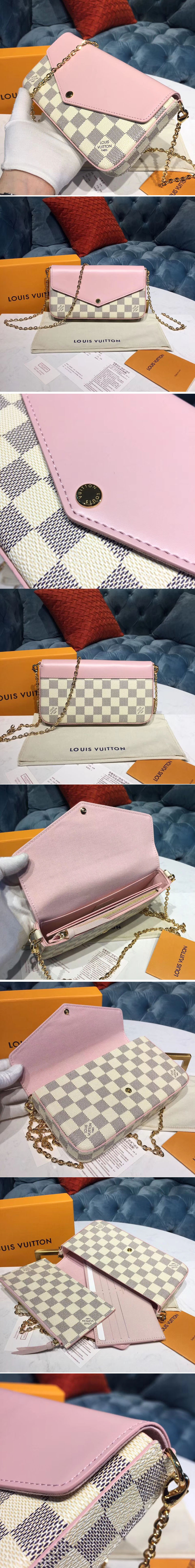 Replica Louis Vuitton N60235 LV Pochette Felicie Damier Azur Canvas