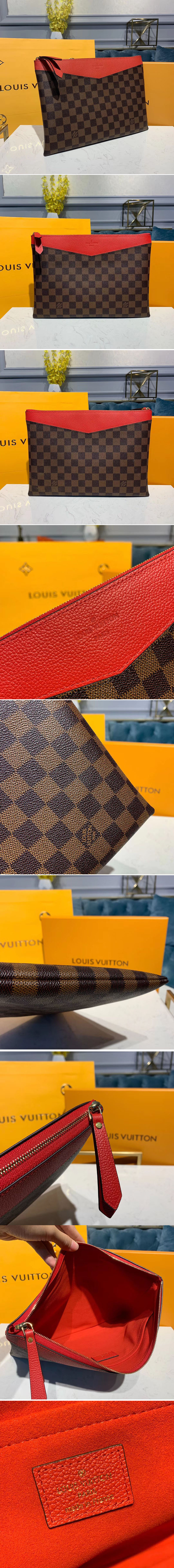 Replica Louis Vuitton N60262 LV Daily Pouch Bags Red Damier Ebene Canvas