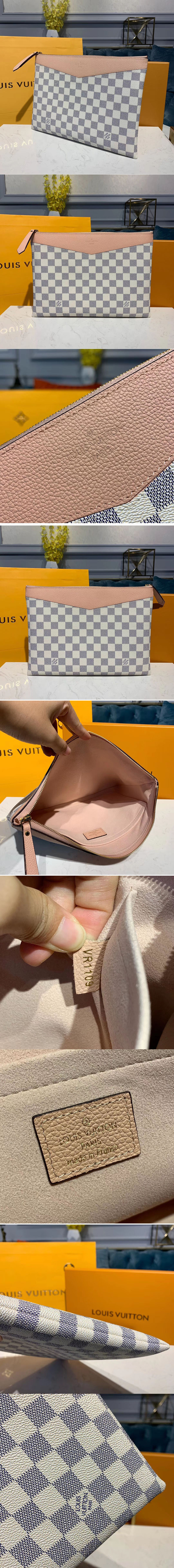 Replica Louis Vuitton N60260 LV Daily Pouch Bags Pink Damier Azur Canvas