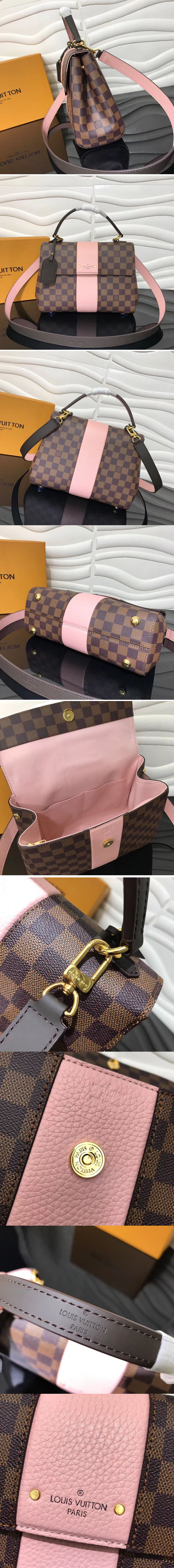 Replica Louis Vuitton N64416 LV Damier Ebene Canvas Bond Stree Bags Pink
