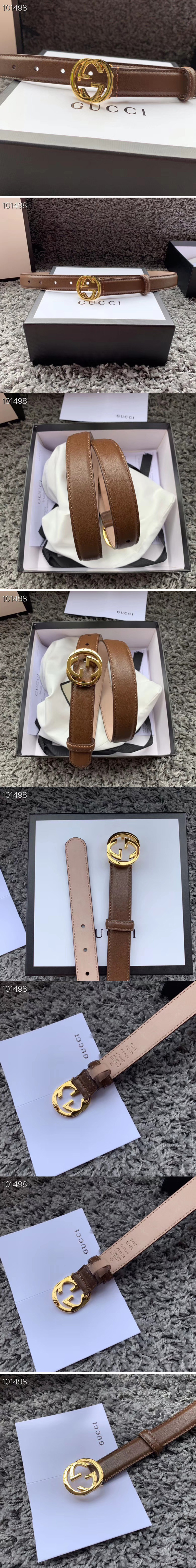 Replica Women's Gucci 370717 25mm Leather belt with Interlocking Gold G buckle in Caramel Leather