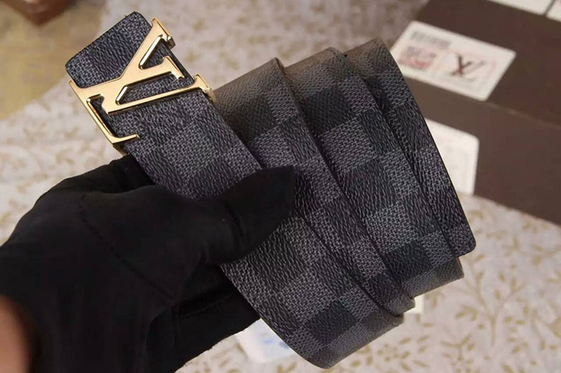 Replica Louis Vuitton Damier Graphite Canvas Belts With Gold Buckle Red