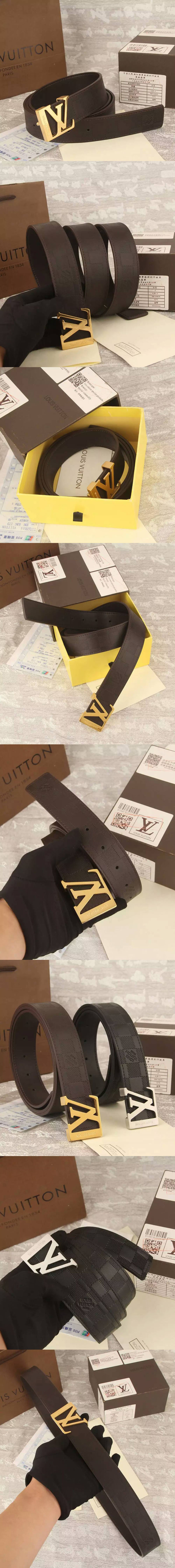 Replica Louis Vuitton Black/Coffee Belts With Gold/Silver Buckle