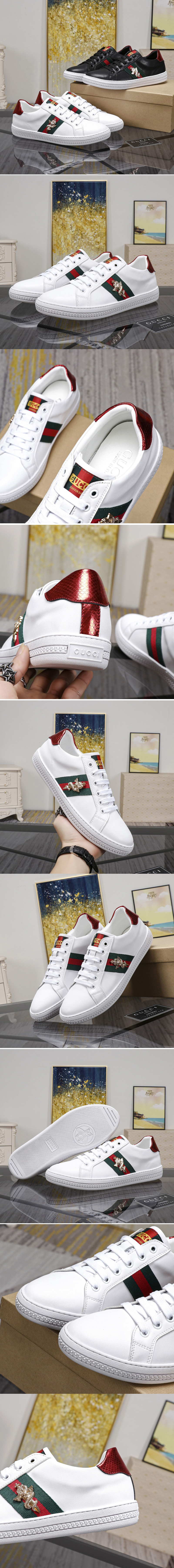 Replica Men's Gucci Ace embroidered sneaker White Leather with web
