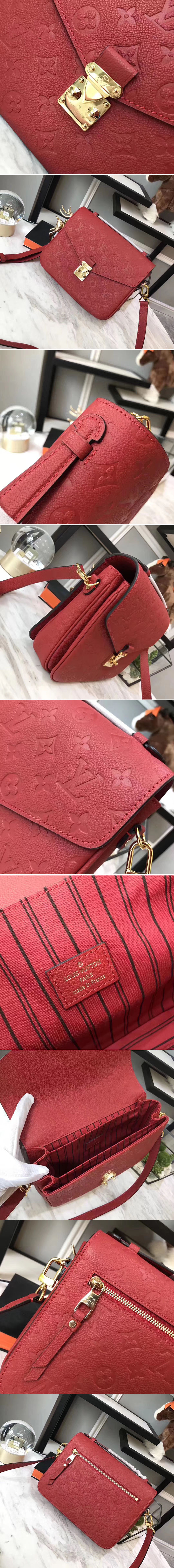 Replica Louis Vuitton M41488 Pochette Metis Monogram empreinte Leather Bags Red