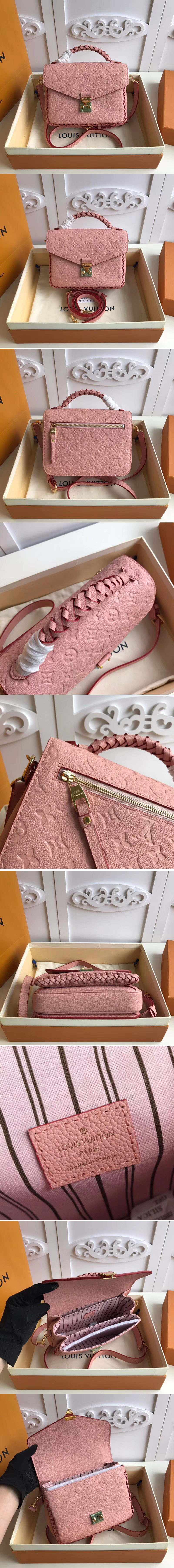 Replica Louis Vuitton M43941 LV Monogram Empreinte Pochette Metis Bags Pink