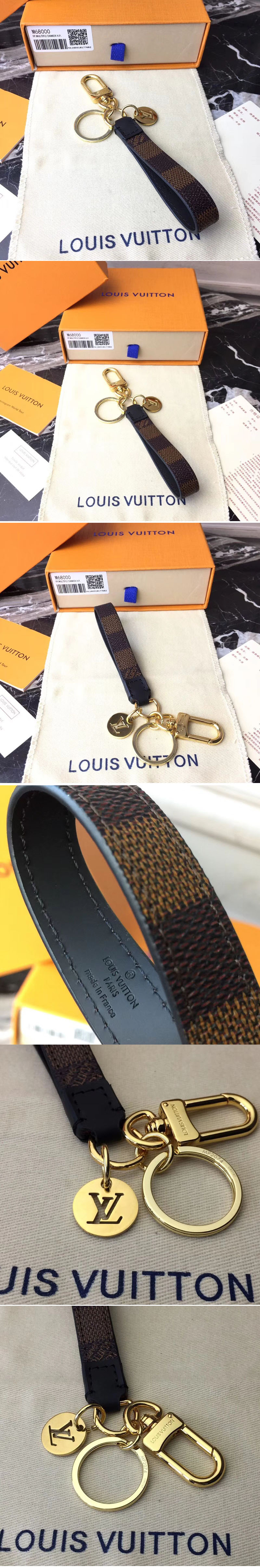 Replica Louis Vuitton M61950 LV Damier Ebene Canvas Dragonne Bag Charm and Key Holder