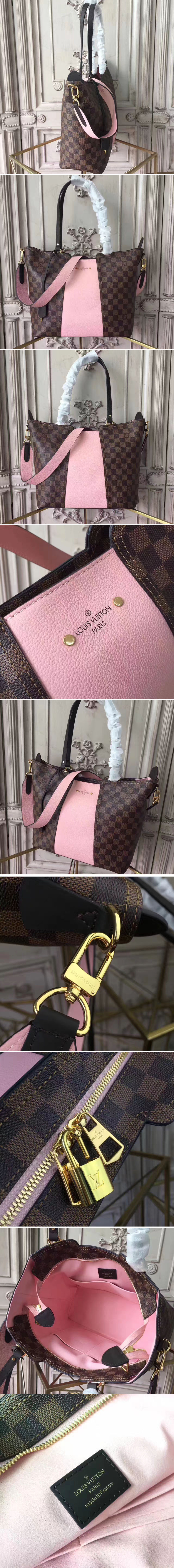 Replica Louis Vuitton N44023 Damier Ebene Canvas Jersey Bags Pink