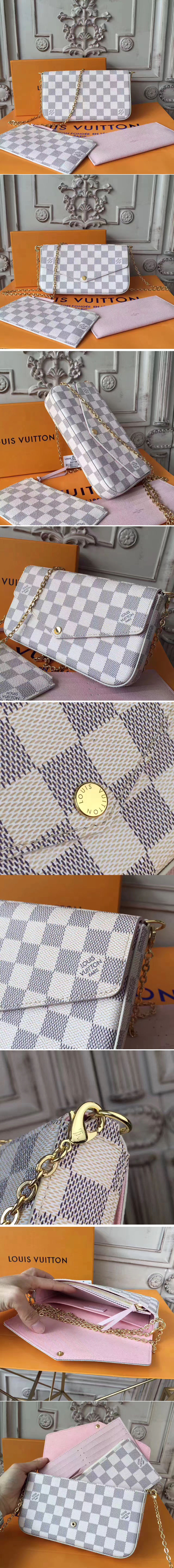 Replica Louis Vuitton N63106 Pochette Felicie in Damier Azur canvas Bags