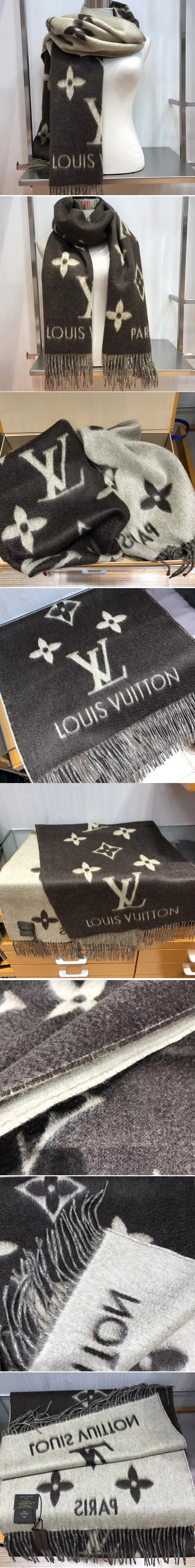 Replica Louis Vuitton M71040 LV Reykjavik Scarf 100% Cashmere Black Color